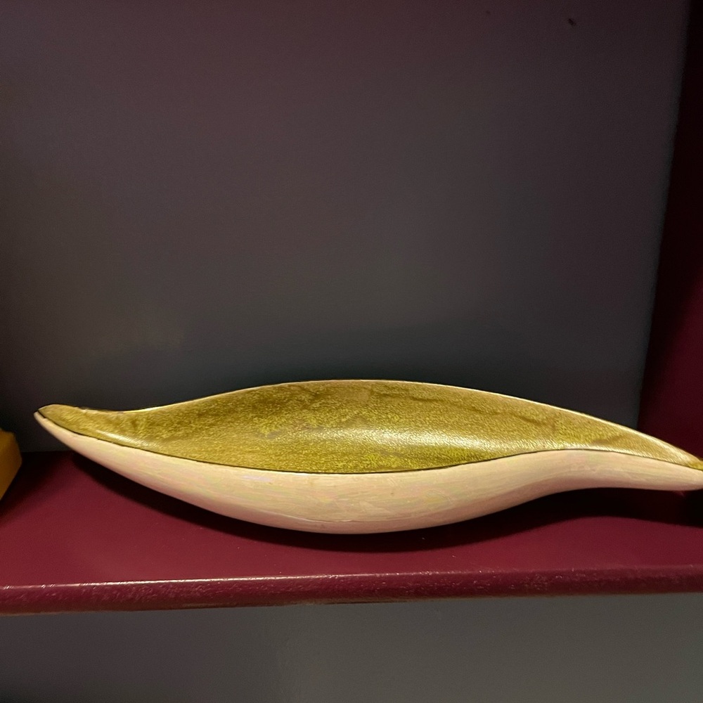 Gold and Cream Decorative Leaf Bowl